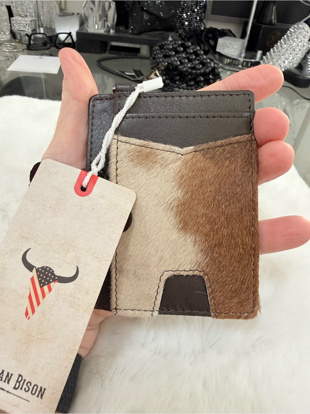 Brown Cowhide Card Holder - Women’s Key & Card Sleeve